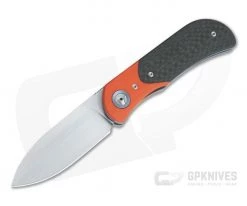 Burger Custom EXK Plus Orange G10 Bolstered Carbon Fiber Satin M390 Liner Lock Top Flipper 4342