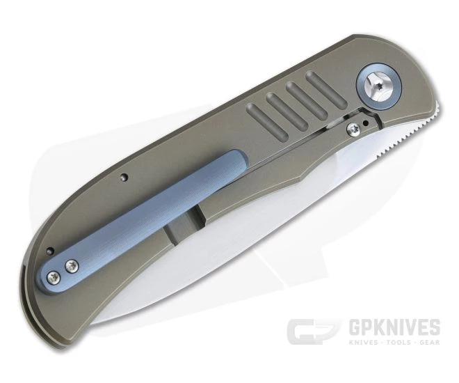 Burger Custom LEXK SFL Satin M390 Spear Point Bronze Titanium Frame Lock Top Flipper - Image 2