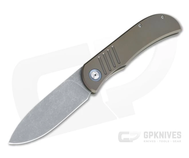 Burger Custom LEXK SFL Acid Wash M390 Spear Point Bronze Titanium Frame Lock Top Flipper