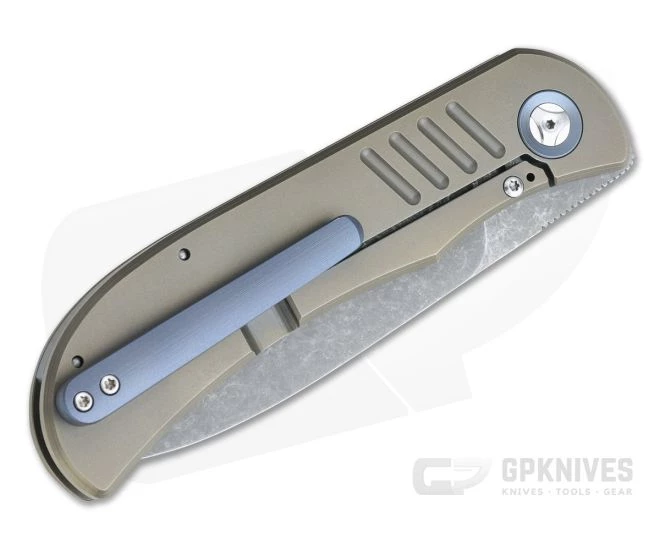 Burger Custom LEXK SFL Acid Wash M390 Spear Point Bronze Titanium Frame Lock Top Flipper - Image 2
