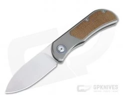 Burger Custom EXK SFL Satin M390 Spear Point Micarta Titanium Frame Lock Top Flipper