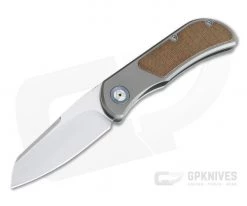 Burger Custom EXK SFL Satin M390 Sheepsfoot Micarta Titanium Frame Lock Top Flipper