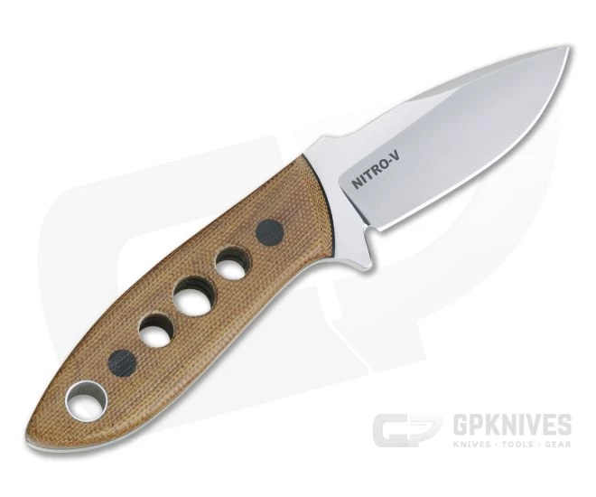 Tom Krein Custom TK-2 Brown Canvas Micarta Satin Nitro-V Fixed Blade - Image 3