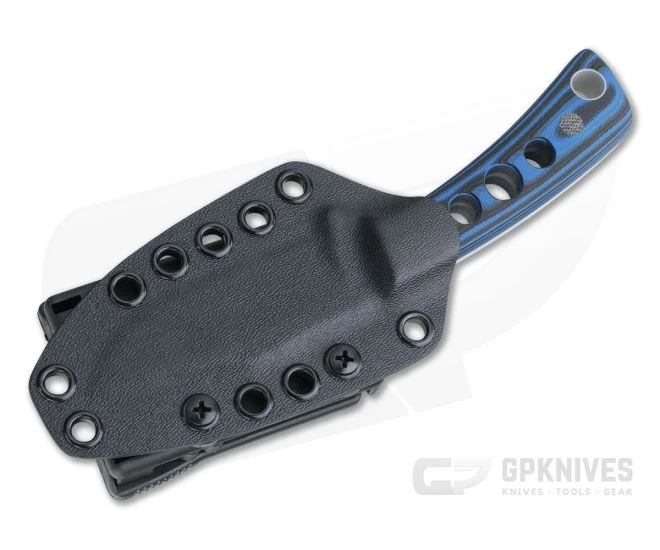 Tom Krein Custom TK-4 Mini-Bowie Hole Milled Blue/Black G10 Satin Nitro-V Fixed Blade 4401 - Image 2