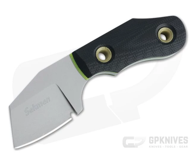 Sakman Knives Cleaver Neck Knife Blasted N690 Black/Toxic G10 Fixed Blade 4409