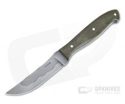 Chuck Hawes Custom Trailing Point Hamon W2 Green Canvas Micarta Fixed Blade Knife 4413