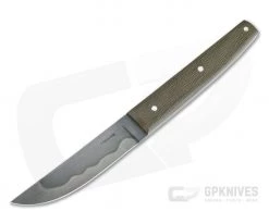 Chuck Hawes Custom Kwaiken Hamon W2 Green Canvas Micarta Fixed Blade Knife 4416