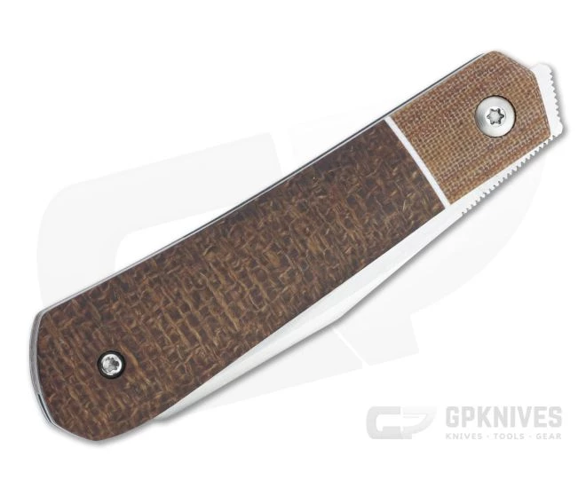 Enrique Pena Custom Front Flipper Raptor Bolstered Burlap Micarta Folder 4453 - Image 2