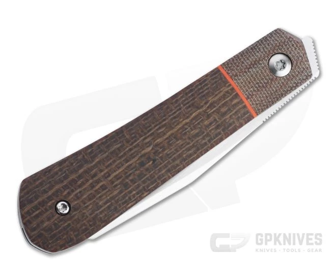 Enrique Pena Custom Front Flipper Raptor Bolstered Burlap Micarta Folder 4454 - Image 2