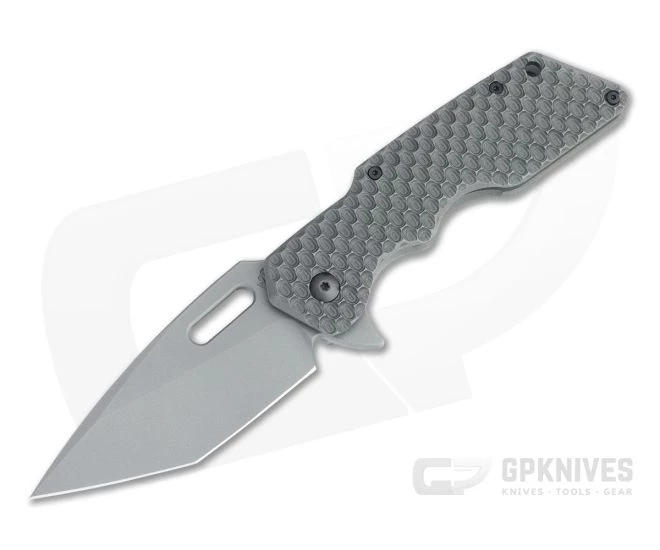 Attn2Detail Medium Mark I Tanto Blasted S45VN Contoured Gunner Grip Titanium Flipper 4463
