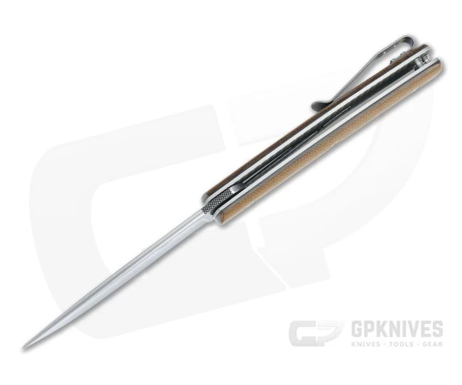 Brad Zinker FR LLF Stonewashed CPM-154 Natural Canvas Micarta Liner Lock Flipper 4466 - Image 3