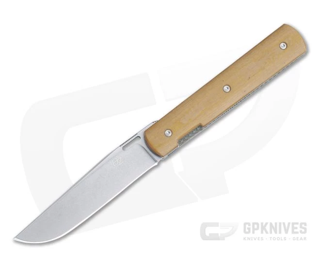 Brad Zinker Barlow LLF Stonewashed CPM-154 Vintage Linen Micarta Liner Lock Front Flipper 4470