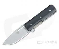 Brad Zinker Drop Point Shorty LLF Stonewashed CPM-154 Black Paper Micarta Dual Flipper 4472