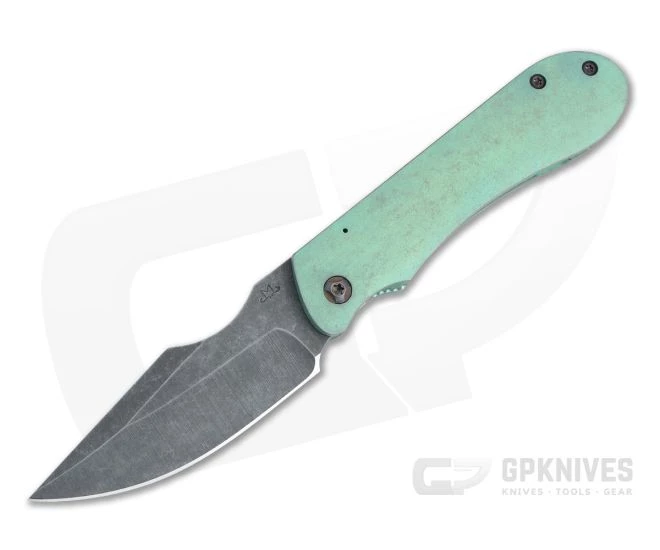 Maverick Custom Knives Frame Lock Front Flipper Harpoon Clip Acid Washed 10V Green Titanium Folder 4478