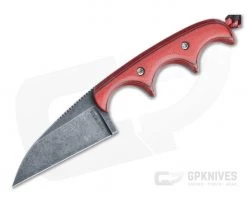Alan Folts Minimalist Wharncliffe Acid Washed CPM-154 Cherry Red/Black G10 Fixed Blade 4488
