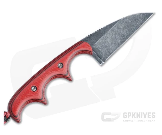 Alan Folts Minimalist Wharncliffe Acid Washed CPM-154 Cherry Red/Black G10 Fixed Blade 4488 - Image 3