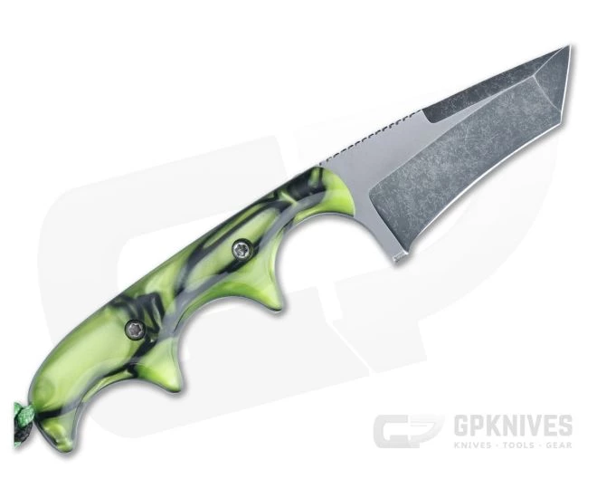 Alan Folts Minimalist Tanto Two-Tone Acid Wash CPM-154 Toxic Green Kirinite Fixed Blade 4490 - Image 3