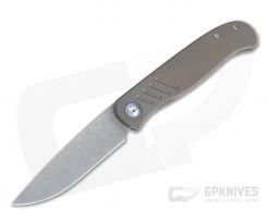 Burger Custom Atlas SFL Drop Point Acid Washed Elmax Grooved Bronze Titanium Frame Lock Front Flipper 4498