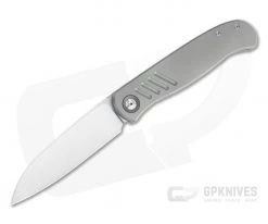 Burger Custom Atlas SFL Sheepsfoot Satin Elmax Grooved Gray Titanium Frame Lock Front Flipper 4500