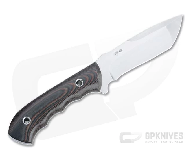Mike Irie Model 107 Tanto Satin BG42 Red and Black Linen Micarta Tactical Fixed Blade 4517 - Image 3