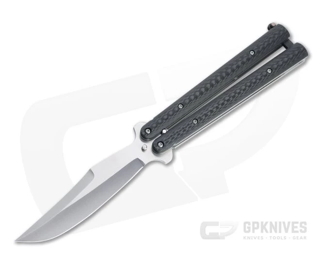 Chuck Gedraitis Balisong Bowie Satin CTS-XHP Carbon Fiber 4523