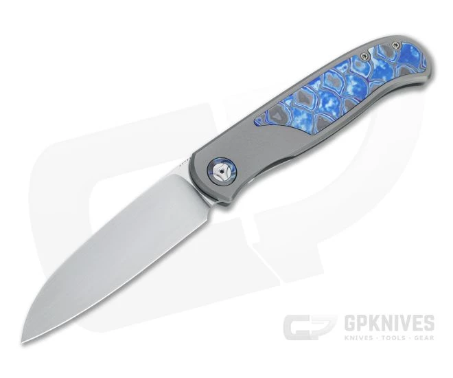 Burger Custom Atlas SFL Sheepsfoot Satin M390 Black TiMascus Gray Frame Lock Front Flipper 4563
