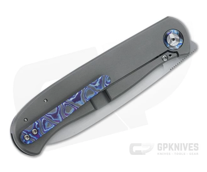 Burger Custom Atlas SFL Sheepsfoot Satin M390 Black TiMascus Gray Frame Lock Front Flipper 4563 - Image 2