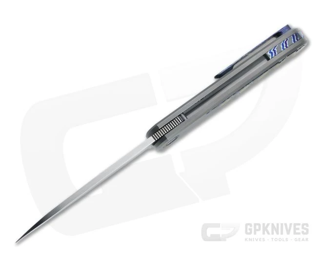 Burger Custom Atlas SFL Sheepsfoot Satin M390 Black TiMascus Gray Frame Lock Front Flipper 4564 - Image 3