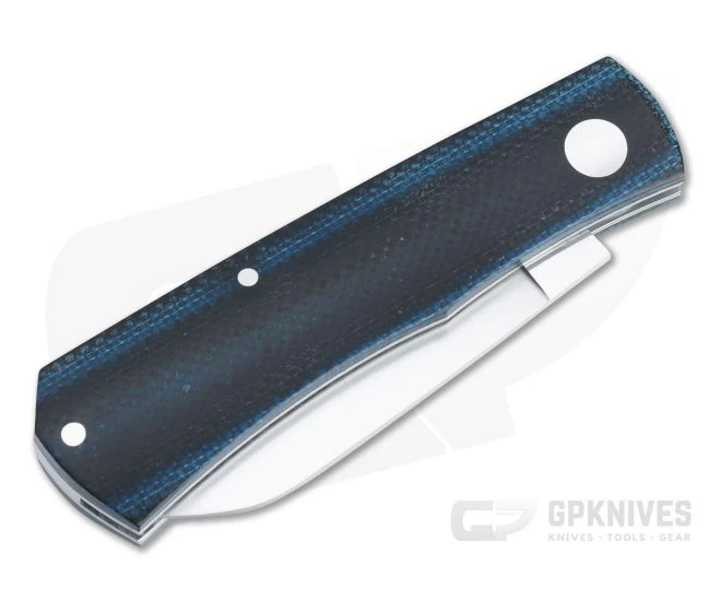 Sakman Knives Rhino Sheepsfoot Satin N690 Blue/Black Micarta Slip Joint Folder 4578 - Image 2