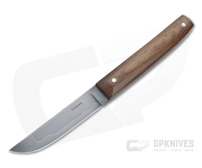 Chuck Hawes Custom Kwaiken Hamon W2 Natural Canvas Micarta Fixed Blade Knife 4616