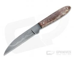 Chuck Hawes Custom Wharncliffe Hamon W2 Dyed Cow Bone Fixed Blade Knife 4617