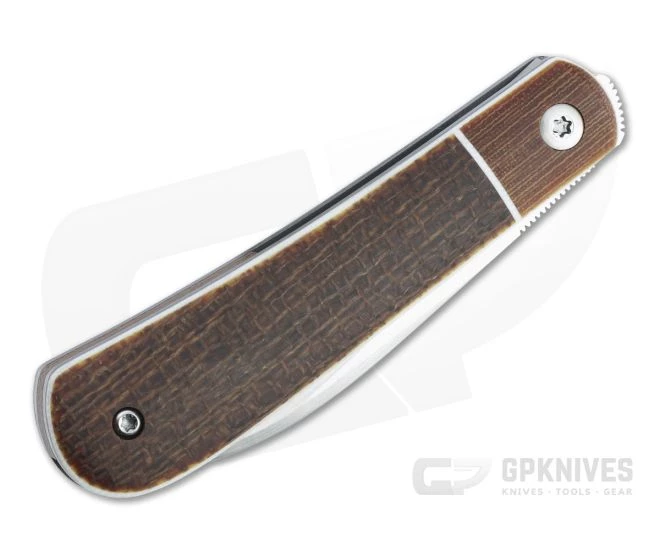 Enrique Pena Custom Swayback Wharncliffe Bolstered Burlap Micarta Front Flipper 4626 - Image 2