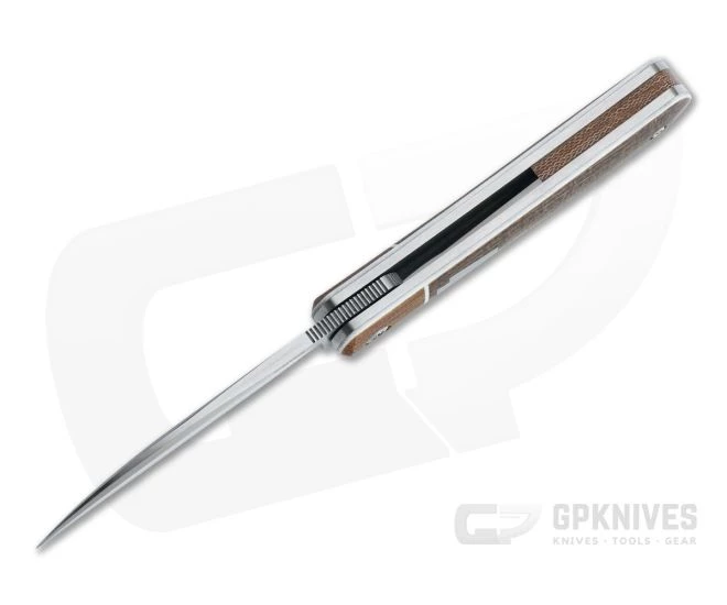 Enrique Pena Custom Swayback Wharncliffe Bolstered Burlap Micarta Front Flipper 4626 - Image 3