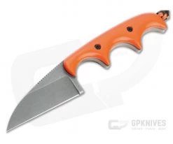 Alan Folts Custom Minimalist Wharncliffe Tumbled CPM-154 Orange G10 Fixed Blade Neck Knife 4631