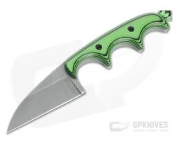 Alan Folts Custom Minimalist Wharncliffe Tumbled CPM-154 Toxic Green/Black G10 Fixed Blade Neck Knife 4632