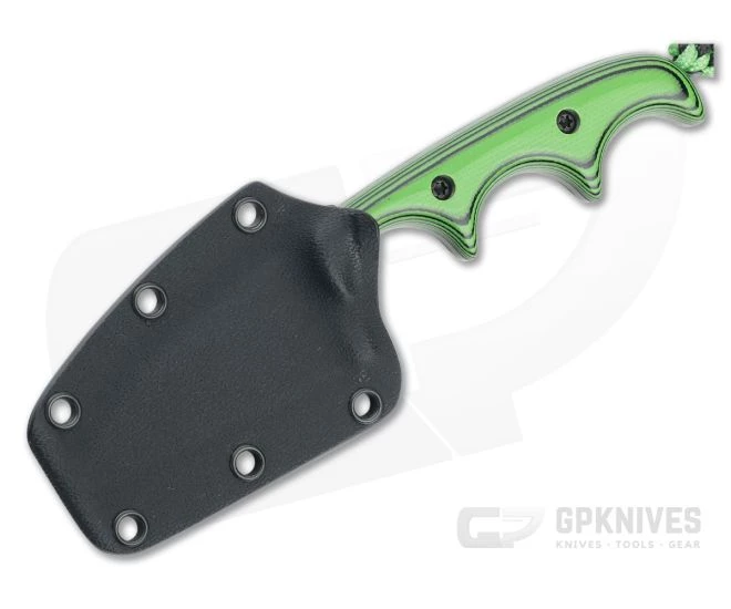 Alan Folts Custom Minimalist Wharncliffe Tumbled CPM-154 Toxic Green/Black G10 Fixed Blade Neck Knife 4632 - Image 2
