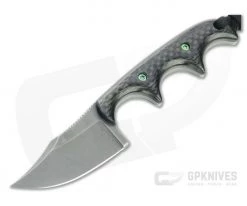 Alan Folts Custom Minimalist Bowie Tumbled CPM-154 Carbon Fiber Fixed Blade Neck Knife 4639
