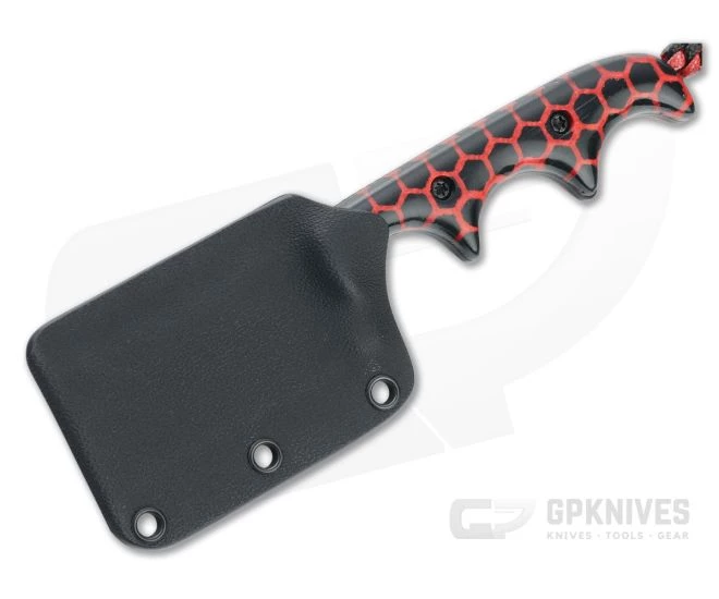 Alan Folts Custom Minimalist Cleaver Black CPM-154 Red Matrix Acrylic Fixed Blade Neck Knife 4640 - Image 2