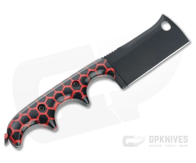 Alan Folts Custom Minimalist Cleaver Black CPM-154 Red Matrix Acrylic Fixed Blade Neck Knife 4640 - Image 3