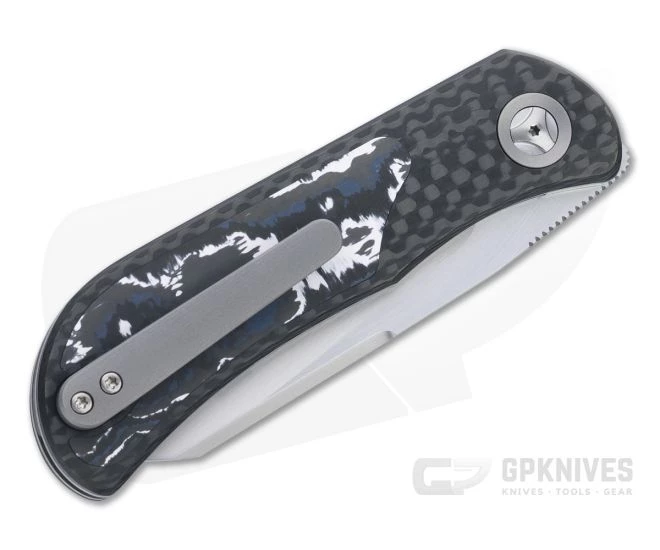 Burger Custom EXK Plus SF Satin M390 Winter Storm Fatcarbon Inlaid Carbon Fiber Front Flipper 4665 - Image 2