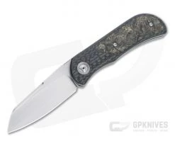 Burger Custom EXK Plus SF Satin M390 Dark Matter Gold Fatcarbon Inlaid Carbon Fiber Front Flipper 4667