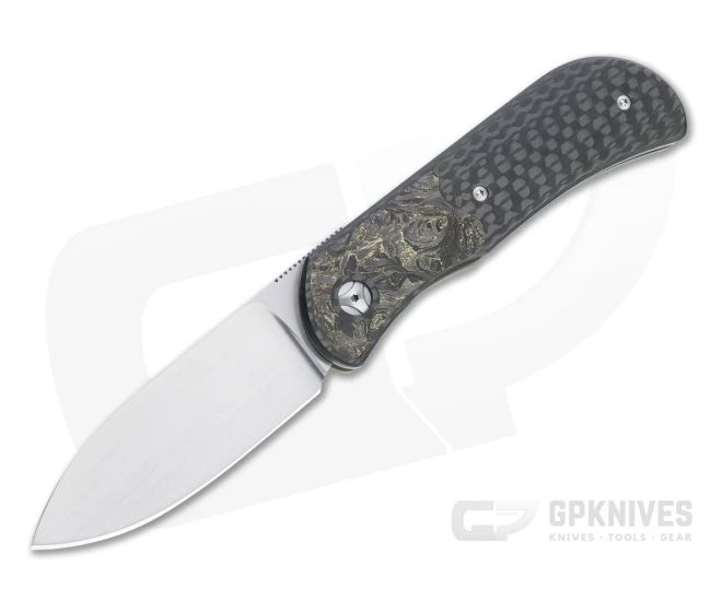 Burger Custom EXK Plus Satin M390 Dark Matter Gold Fatcarbon Bolster Carbon Fiber Front Flipper 4668
