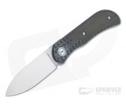 Burger Custom EXK Plus Satin M390 Green Micarta Inlaid Carbon Fiber Front Flipper 4670