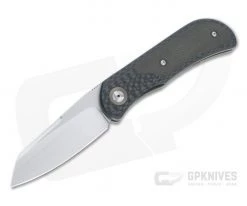 Burger Custom EXK Plus SF Satin M390 Green Micarta Inlaid Carbon Fiber Front Flipper 4673