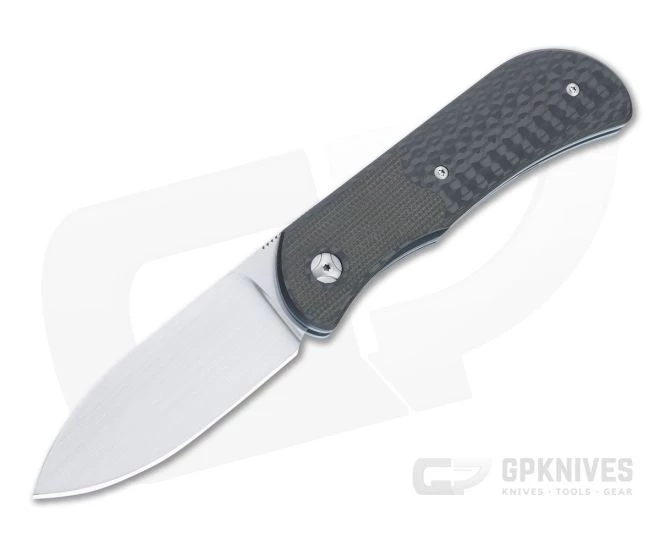 Burger Custom EXK Plus Satin M390 Green Micarta Bolster Carbon Fiber Front Flipper 4674