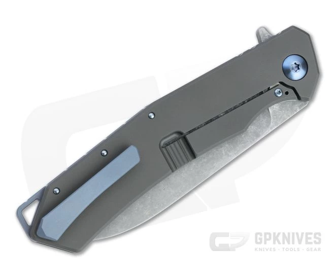 Burger Custom Sierra Acid Wash Elmax Blue Hardware Dark Titanium Frame Lock Flipper 4686 - Image 2
