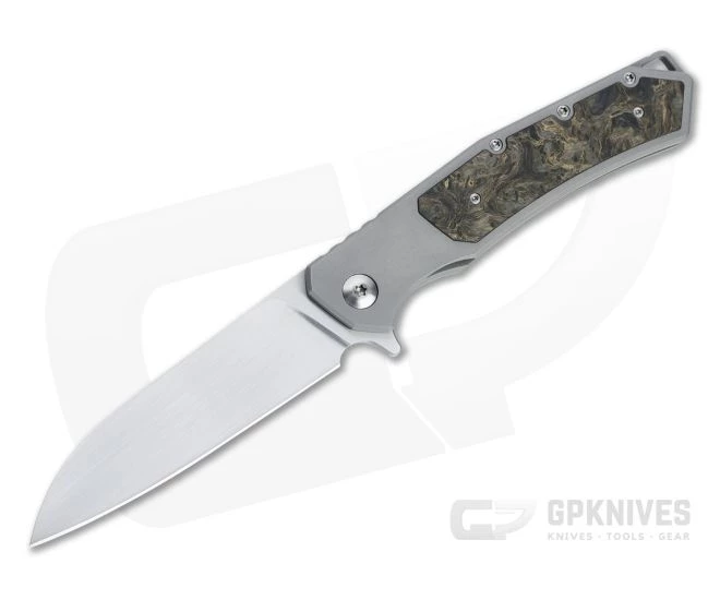 Burger Custom Sierra Satin Elmax Gold Dark Matter Fat Carbon Titanium Frame Lock Flipper 4688