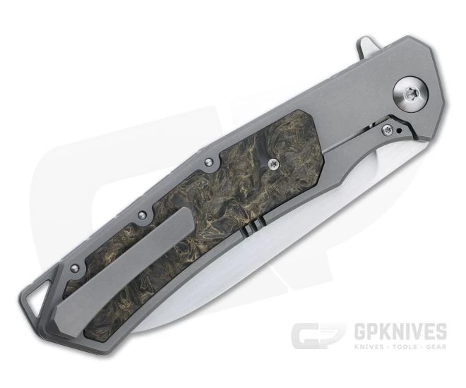 Burger Custom Sierra Satin Elmax Gold Dark Matter Fat Carbon Titanium Frame Lock Flipper 4688 - Image 2