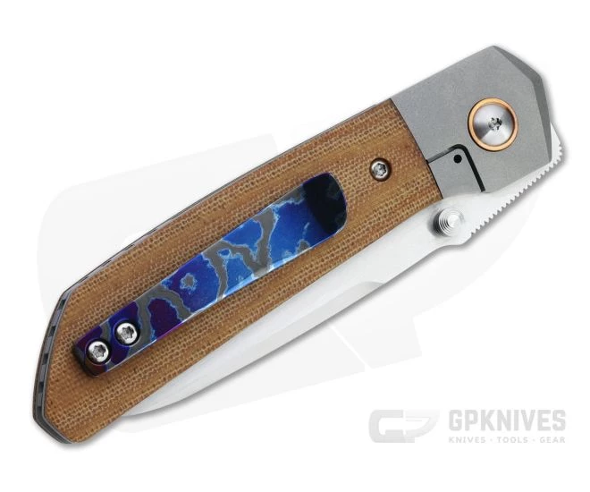 Enrique Pena Custom Mula Front Flipper Sheepsfoot Natural Canvas Micarta Folder 4706 - Image 2