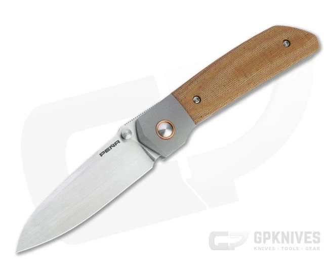 Enrique Pena Custom Mula Front Flipper Sheepsfoot Natural Canvas Micarta Folder 4706